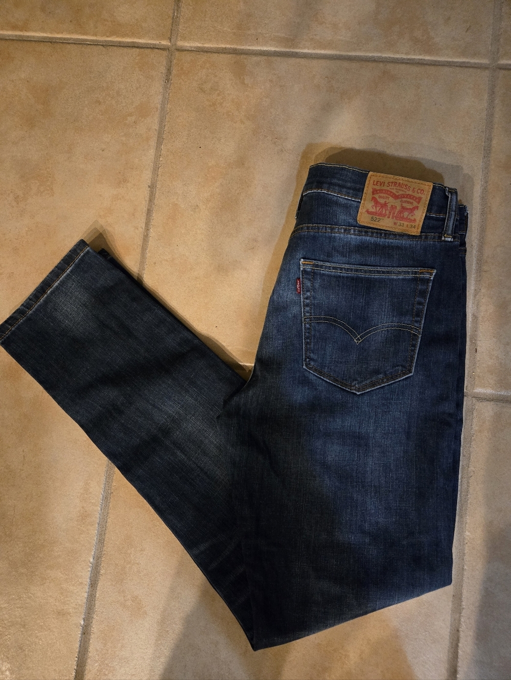 Levi's 522 Men's Indigo Slim Straight Jeans Like New Size 33x32